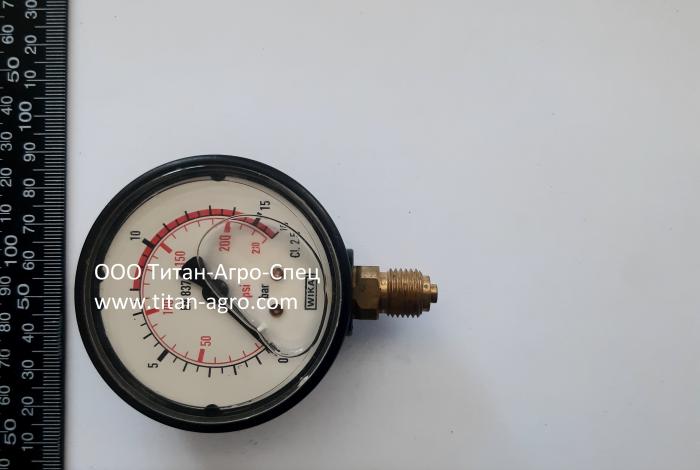 Манометр, 0-15 PSI, корпус 2”, 5”MPT, наполненый жидкостью. конусный